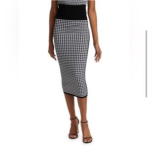 Michael Kors Black and White Houndstooth Pencil Skirt